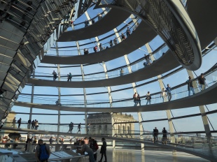 Inside the dome of the Reichstag Building
